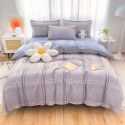 Wholesale all cotton thickened four piece set, all cotton brushed three piece set, student dormitory bed sheet and quilt cover, one for distribution 