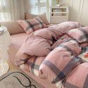 Cotton Yarn dyed Washed Cotton Four Piece Set Pure Cotton Printless Manufacturer Direct Sales Bedding, Quilt Cover, Japanese Style Good Fitted Sheet Wholesale 