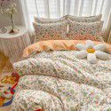 Wholesale all cotton thickened four piece set, all cotton brushed three piece set, student dormitory bed sheet and quilt cover, one for distribution 