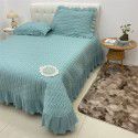 All cotton yarn dyed washed cotton bed cover three piece set of pure cotton quilt princess wind snow spinning lace bed skirt