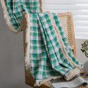 Yimanqiyun curtain lattice yarn dyed American curtain finished kitchen curtain floating window curtain semi shading