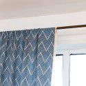 Country Curtain Finished Rod Vintage Jacquard Stripe Wave Navy Cottage Kitchen Shade