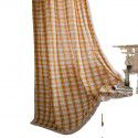 Yimanqiyun curtain lattice yarn dyed American curtain finished kitchen curtain floating window curtain semi shading