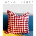 Nordic luxury ins retro chessboard style pillow, thousand bird style pillow case, sofa, living room, model room, bedside pillow 