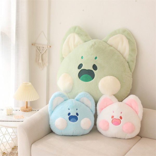 Cartoon Doodle Meow Car Head Restraint Neck Guard Car Decoration Nap Pillow Waist Pillow Cute Hand Covering Plush Throw Pillow 
