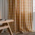 Yimanqiyun curtain lattice yarn dyed American curtain finished kitchen curtain floating window curtain semi shading