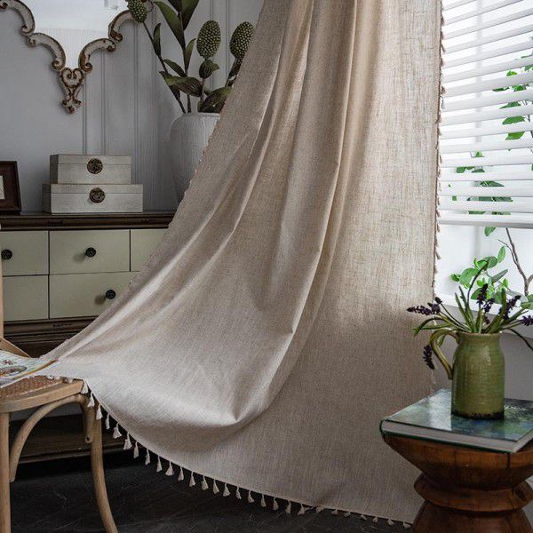 Cloth Dad Curtains, American Simple, Pure Color, Bamboo Knot, Ma Bedroom, Living Room, Shading, Sound Insulation, Thermal Insulation, Float Windows, Finished Products Wholesale 