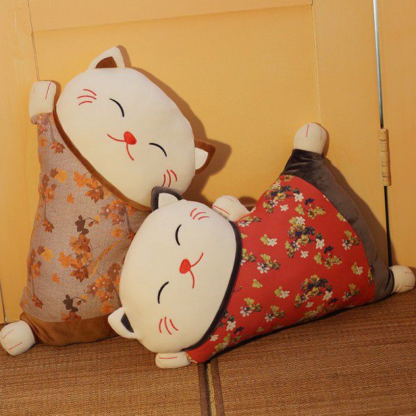Japanese Lucky Cat Throwing Pillow and Quilt Dual purpose Sofa, Living Room Backrest Cushion, Waist Cushion, One Piece Issued for Spot Wholesale 