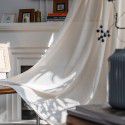 Lexuan Xiu's new Japanese style log style half shading curtain imitating cotton and linen bedroom cream colored window screen curtain simple curtain