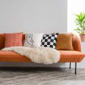 Nordic lamb plush ins style embroidery face pillow chessboard light luxury velvet vintage sofa waist cushion cover 