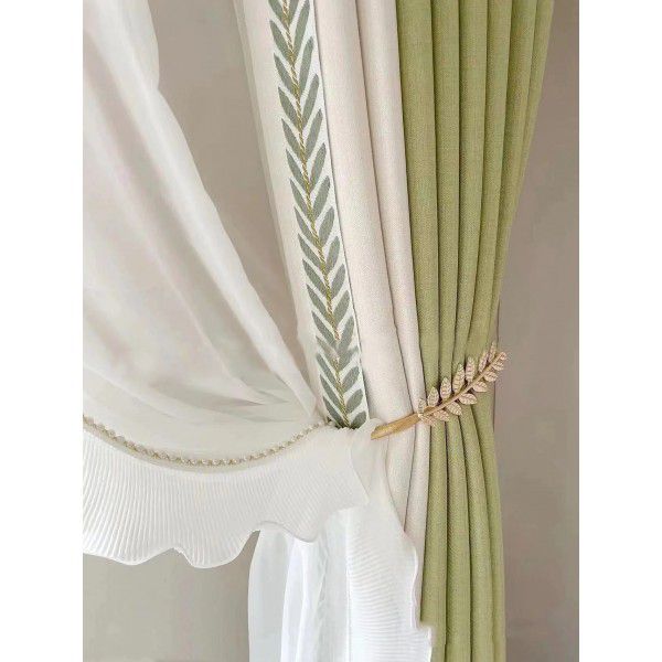 Cotton and linen Japanese shading curtains, living room, bedroom, study, high temperature setting project, home stay hotel, curtain cloth finished products