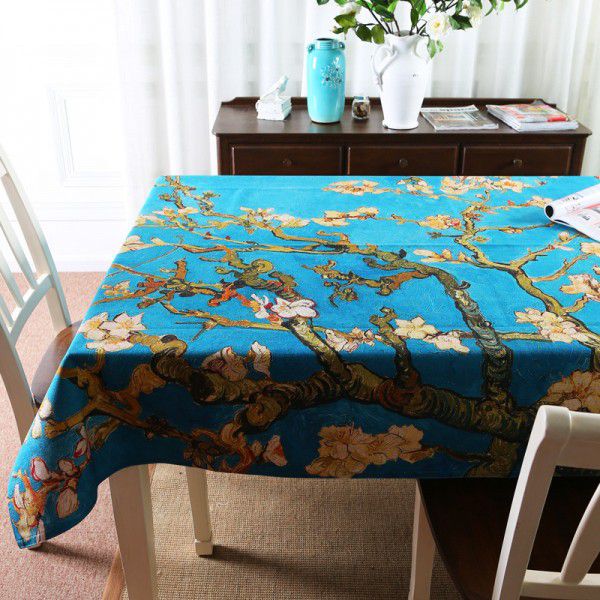 Foreign trade direct supply wholesale Van Gogh digital printing cotton linen tablecloth cloth table cloth tea table rectangular cover cloth 