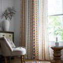 Yimanqiyun curtain cotton linen printing color wool ball Bohemian style rural cross-border curtain factory direct supply