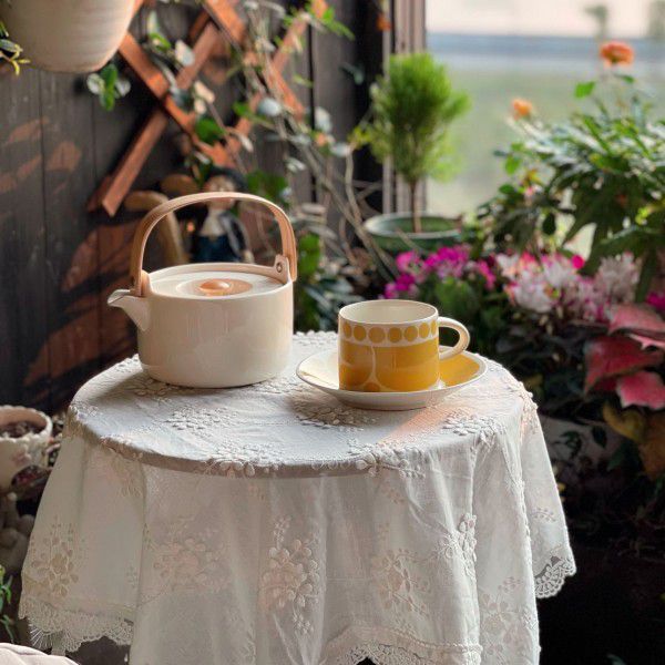 Garden tablecloth French ins style white lace retro luxury round table cloth table cloth balcony tea table cloth 