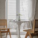 Yimanqiyun Retro translucent lace gauze curtain, lotus leaf balcony, floating window, white sand partition, wave pastoral curtain