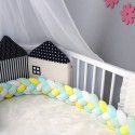 Ins Nordic children's room decoration DIY weave fried dough twist bed surround Danish Knot long tie ball pillow 