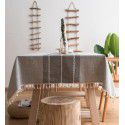 Cross border source Japanese imitation cotton and linen tassel embroidered tablecloth rectangular household tablecloth wholesale 