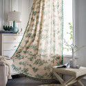 Yimanqiyun curtain, finished cotton and linen printing, green pine nut home stay curtain, semi shading kitchen curtain, floating window, factory straight