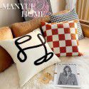 Nordic luxury ins retro chessboard style pillow, thousand bird style pillow case, sofa, living room, model room, bedside pillow 