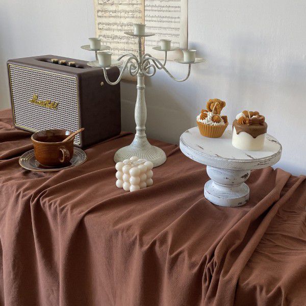 Caramel solid color tablecloth European style retro food dessert background tablecloth living room tea table table cover tablecloth pad 