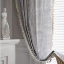 Lexuan Xiu Cotton Lined Curtain Cloth Wholesale Northern Europe Simple INS Wind Grey White Thin Stripe Bedroom Hanging Curtain