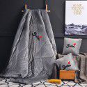 Washed Cotton Embroidery Throw Pillow by Car Sofa Throw Pillow Air Conditioner Thickened by Autumn and Winter Warm Double sided Quilt Large 