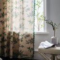 Yimanqiyun curtain, finished cotton and linen printing, green pine nut home stay curtain, semi shading kitchen curtain, floating window, factory straight