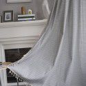 Lexuan Xiu Cotton Lined Curtain Cloth Wholesale Northern Europe Simple INS Wind Grey White Thin Stripe Bedroom Hanging Curtain