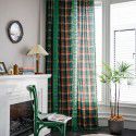 Yimanqiyun curtain, green lattice splicing, yarn dyed American curtain, finished kitchen curtain, floating window curtain, semi shading 