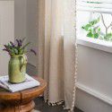 Le Xuan Xiu Amazon Hot Sale Bedroom Semi Blackout Curtain Finished Polyester Linen Pure Color Simple Tassel Kitchen Curtain Wholesale