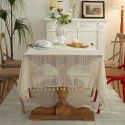 Cloth Dad Table Cloth American pastoral ins hollow crochet rectangular woven table cloth lace tassel table mat wholesale 