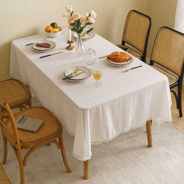 American embroidered tablecloth, cotton and linen cloth, decorative tablecloth, tea table cloth, rectangular lace cover, shooting background tablecloth