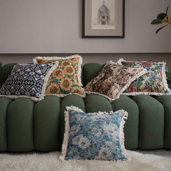 Yimanqiyun American Jacquard Multicolor Sofa Throwing Pillow Bedhead Cushion Living Room Throwing Pillow Chair Car without Core 