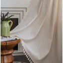 Le Xuan Xiu Amazon Hot Sale Bedroom Semi Blackout Curtain Finished Polyester Linen Pure Color Simple Tassel Kitchen Curtain Wholesale