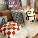 Nordic luxury ins retro chessboard style pillow, thousand bird style pillow case, sofa, living room, model room, bedside pillow 