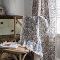 American rural new Chinese retro printed cotton linen French window kitchen curtain bedroom window shade finished curtain