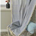Lexuan Xiu Cotton Lined Curtain Cloth Wholesale Northern Europe Simple INS Wind Grey White Thin Stripe Bedroom Hanging Curtain