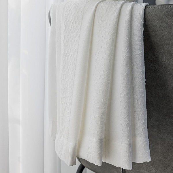 Light and luxurious gauze curtain, opaque, white gauze curtain, white sand shading balcony, seersucker, Japanese window screen 