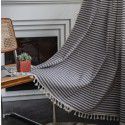 Lexuan Xiu Cotton Lined Curtain Cloth Wholesale Northern Europe Simple INS Wind Grey White Thin Stripe Bedroom Hanging Curtain