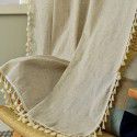 Le Xuan Xiu Amazon Hot Sale Bedroom Semi Blackout Curtain Finished Polyester Linen Pure Color Simple Tassel Kitchen Curtain Wholesale