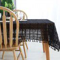 Countryside wind hook knitting cotton thread hollow tassel tablecloth tea table round table piano cloth tablecloth cross-border source 