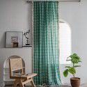 Yimanqiyun curtain lattice yarn dyed American curtain finished kitchen curtain floating window curtain semi shading