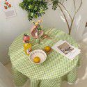 Cotton and linen table cloth, simple lattice, Nordic desk, student dormitory, square lace, cute computer table cloth 