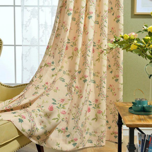 [Linglong] Curtain cloth directly supplied by the manufacturer Modern rural American style polyester cotton printed curtain screen 