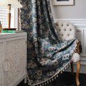 Yimanqiyun curtains, blue oil paintings, flowers, kitchen curtains, American style country window curtains, finished semi shading