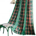 Yimanqiyun curtain, green lattice splicing, yarn dyed American curtain, finished kitchen curtain, floating window curtain, semi shading 