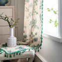 Yimanqiyun curtain, finished cotton and linen printing, green pine nut home stay curtain, semi shading kitchen curtain, floating window, factory straight