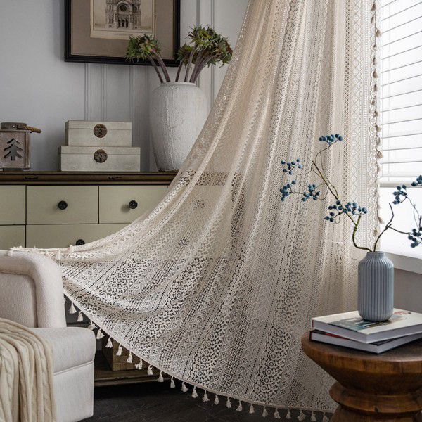 Cloth Dad Curtains American crochet hollow blackout velcro bedroom kitchen living room soundproof window wholesale