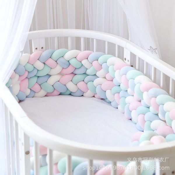 Ins braided strip knotting four strand fried dough twist braid bed surround pillow kont ball children anti-collision strip wholesale 