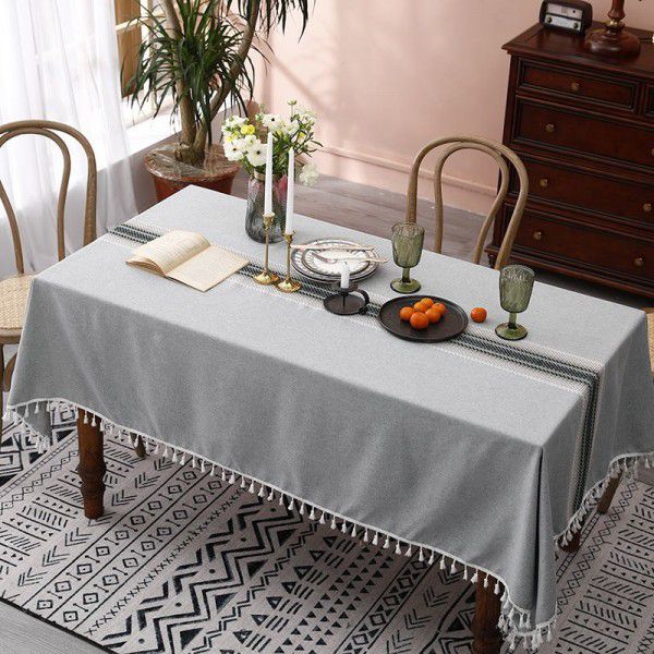 Cross border manufacturers' new tablecloths, dining tables, polyester imitation cotton, linen, jacquard cloth, table mats, tea table cloth, spot wholesale 